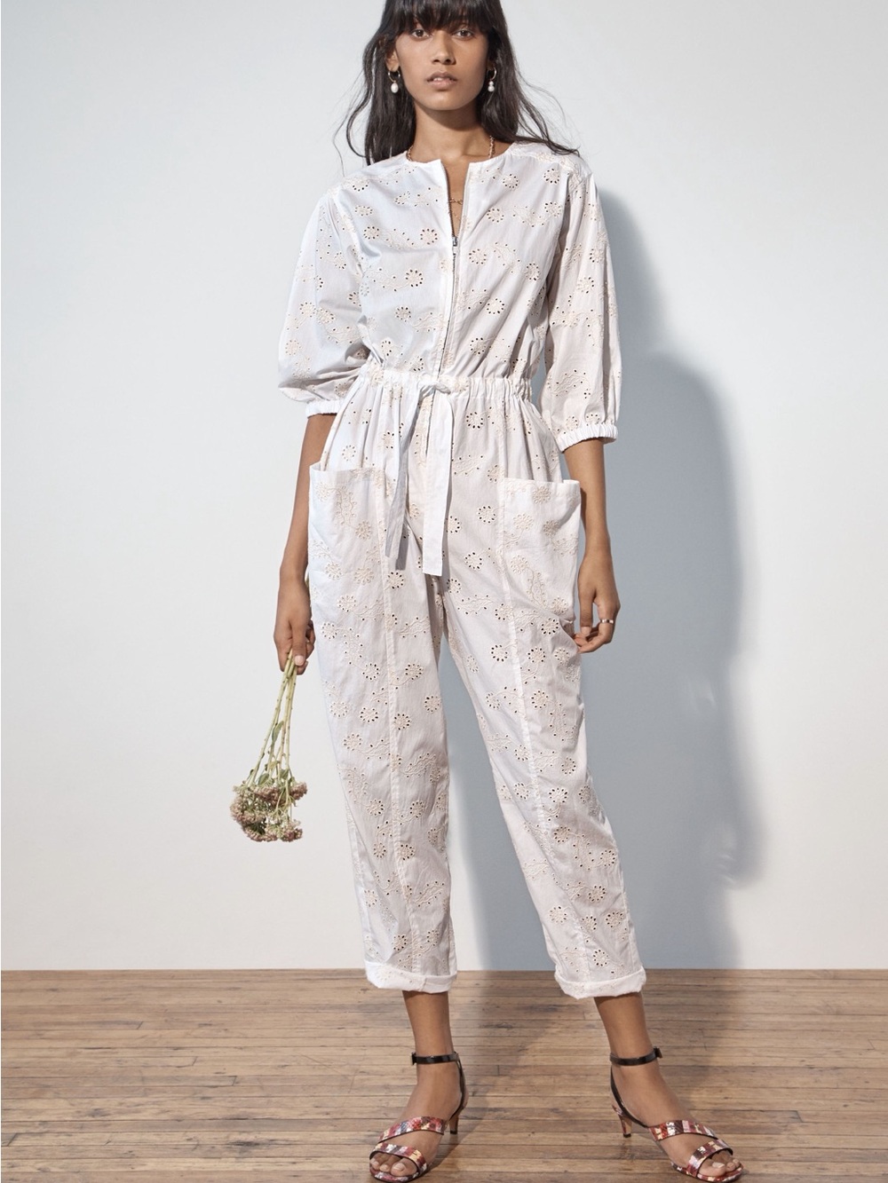 Rebecca Taylor White Eyelet Cotton Jumpsuit